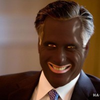 Mitt Romney in Blackface in response to brownface episode on Univision. Jim Hayes political humor.